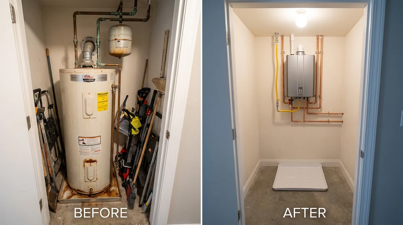 Tank water heater versus wall-mounted tankless unit comparison for Owensville, MO homeowners